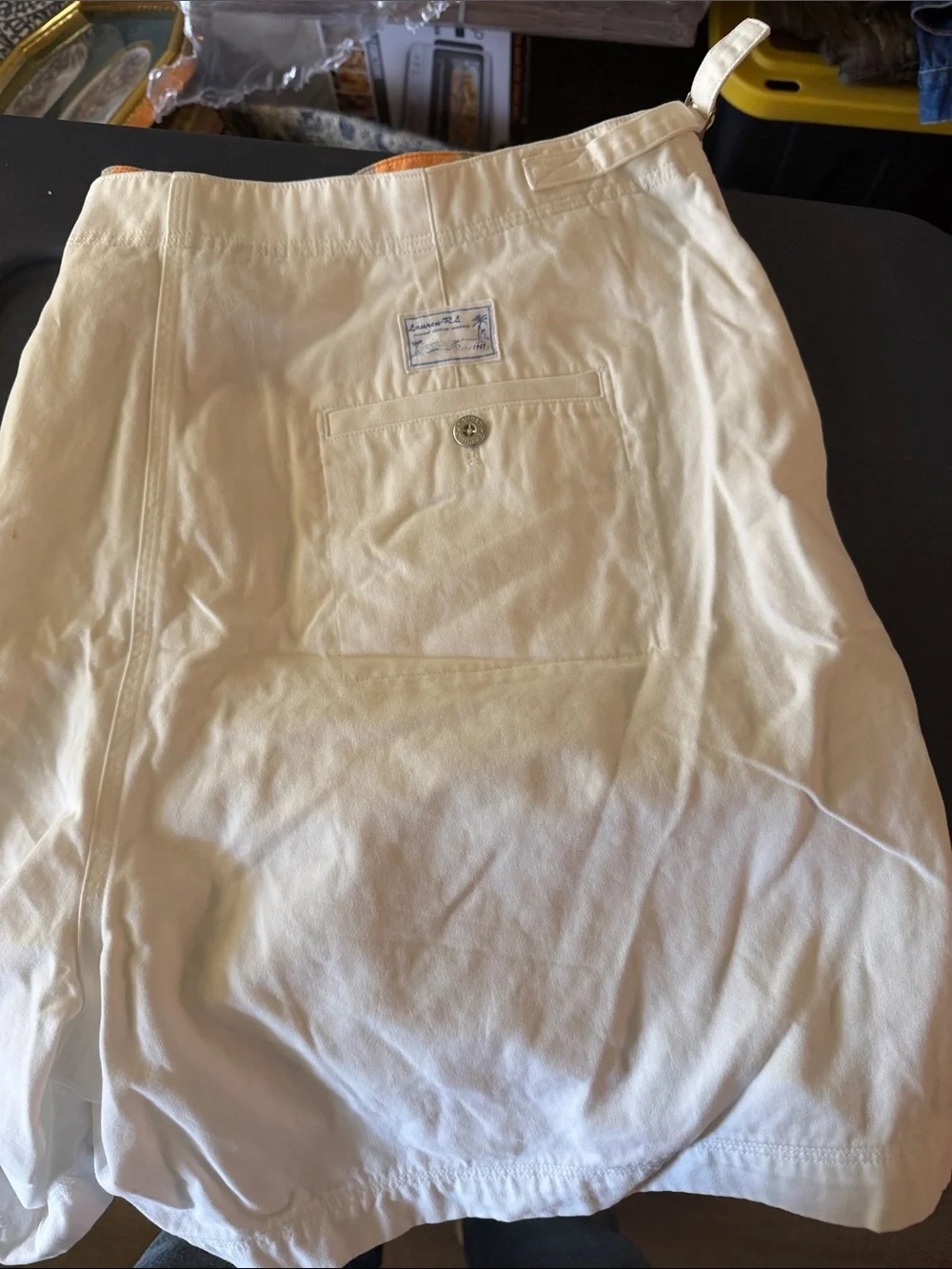 Ralph Lauren Lauren White Shorts with Pastel Plaid Waistband